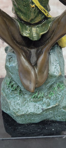 Funny Goblin Bronze Statue on Marble Base Whimsical Elf Home Decor Sculpture