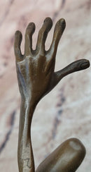 Funny Goblin Bronze Statue on Marble Base Whimsical Elf Home Decor Sculpture
