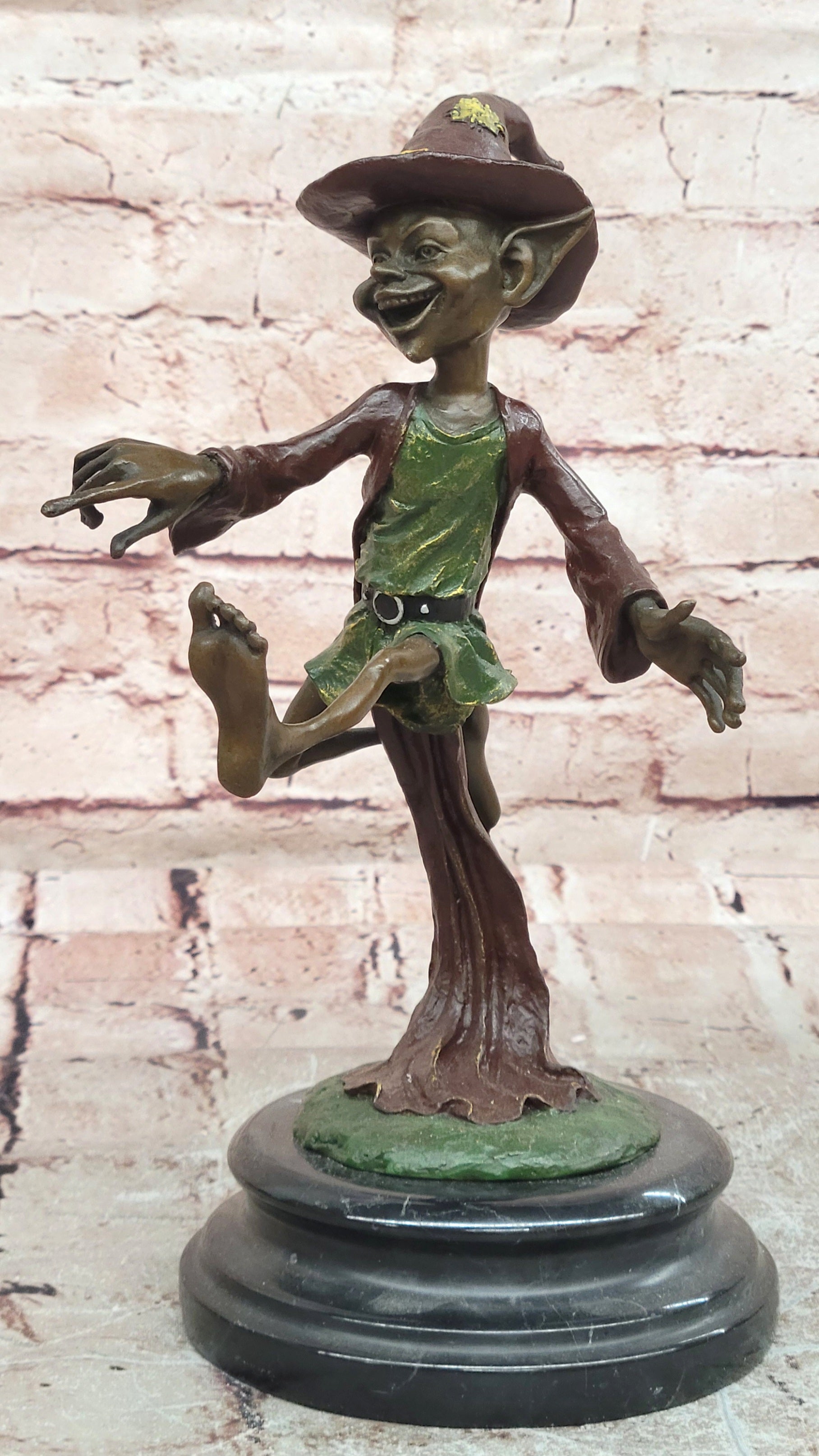 Whimsical Bronze Goblin Sculpture Fantasy Art Piece Signed Juno Mythical Artwork Statue