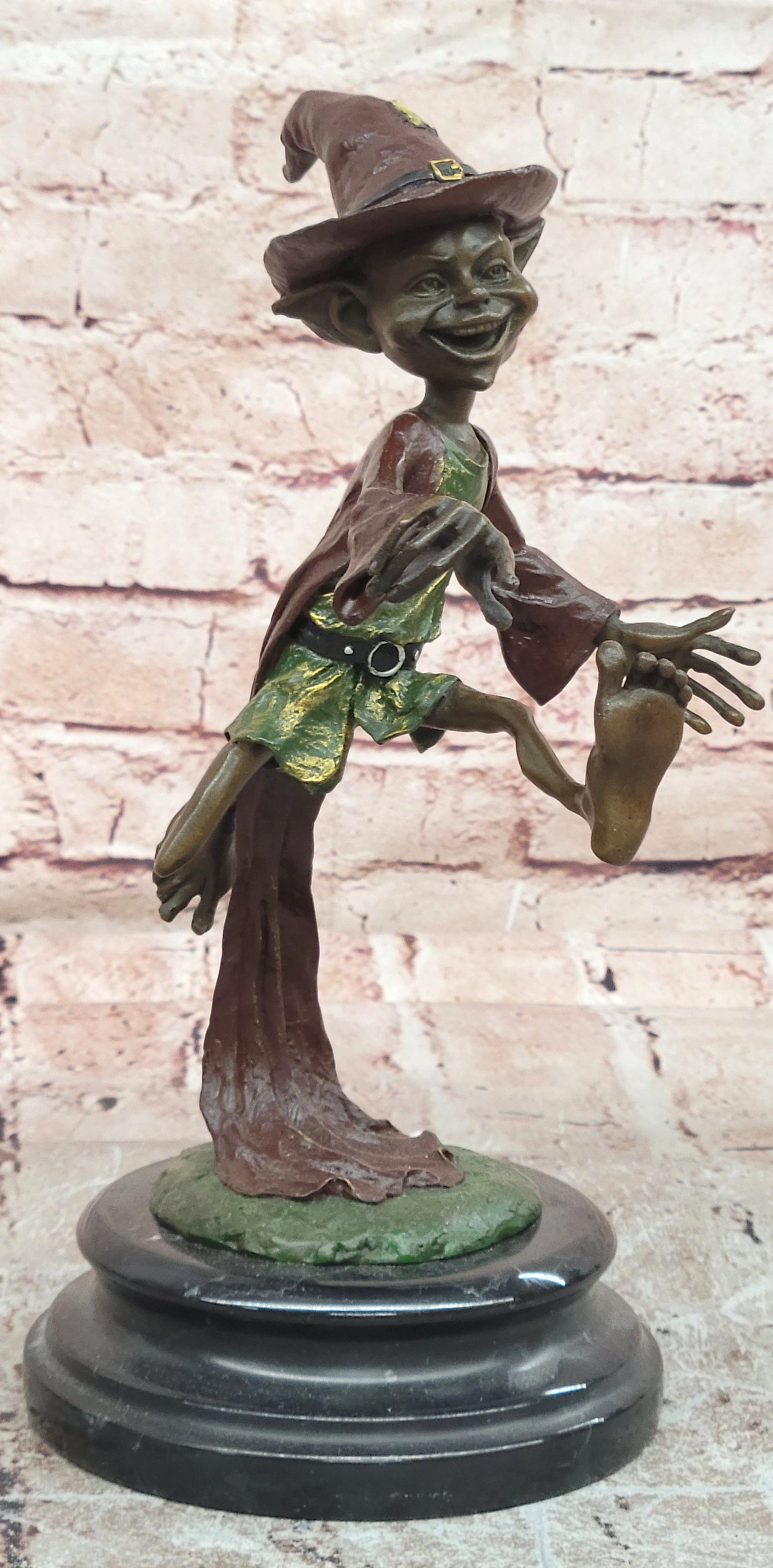 Whimsical Bronze Goblin Sculpture Fantasy Art Piece Signed Juno Mythical Artwork Statue