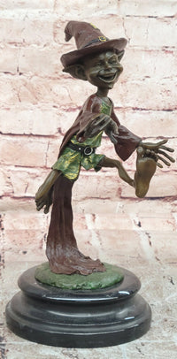 Whimsical Bronze Goblin Sculpture Fantasy Art Piece Signed Juno Mythical Artwork Statue
