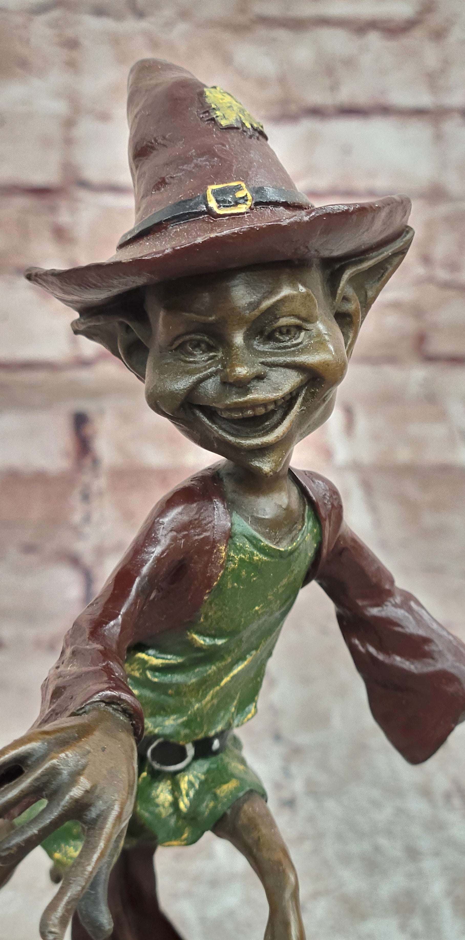 Whimsical Bronze Goblin Sculpture Fantasy Art Piece Signed Juno Mythical Artwork Statue