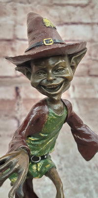 Whimsical Bronze Goblin Sculpture Fantasy Art Piece Signed Juno Mythical Artwork Statue