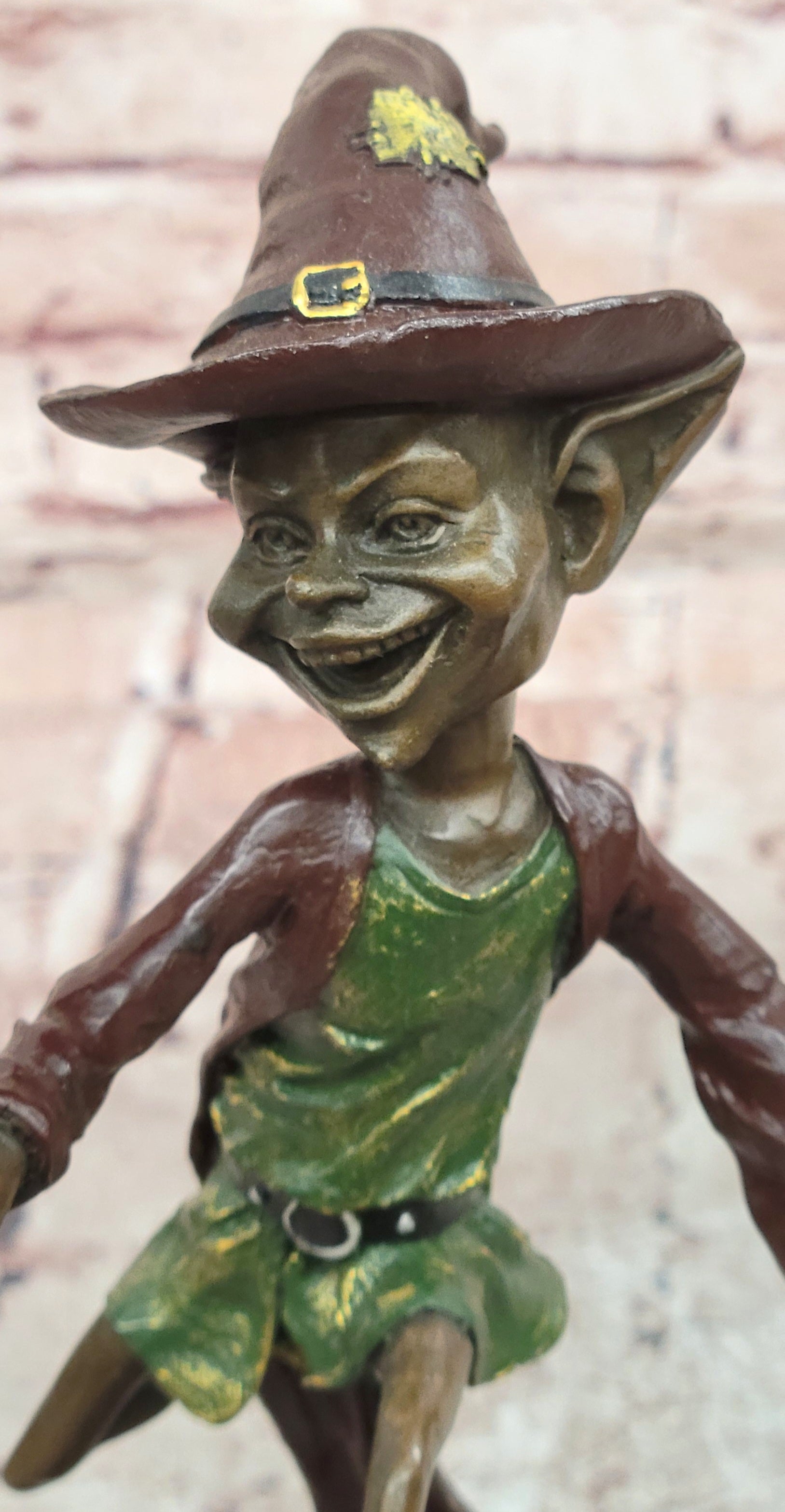 Whimsical Bronze Goblin Sculpture Fantasy Art Piece Signed Juno Mythical Artwork Statue