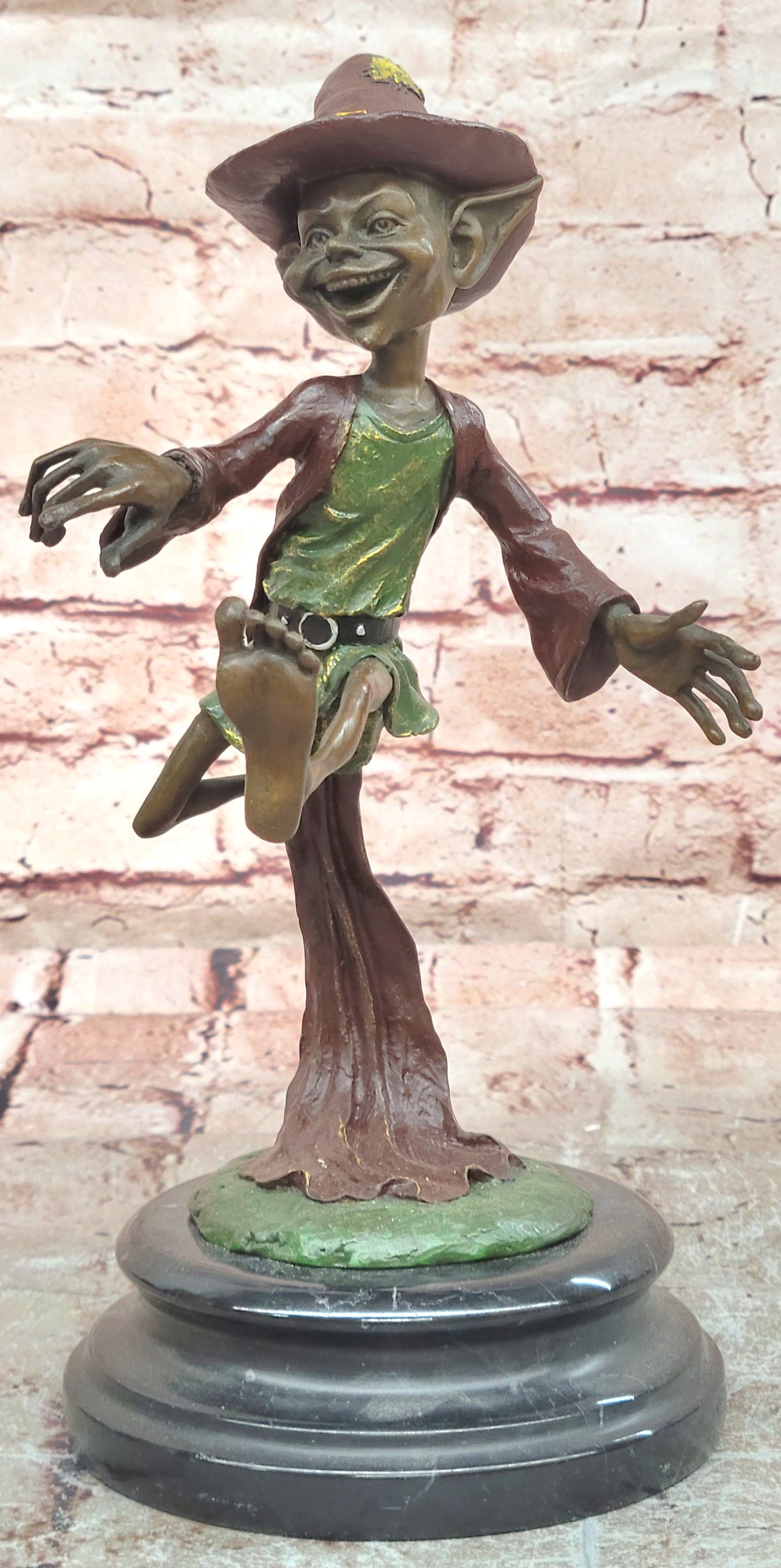 Whimsical Bronze Goblin Sculpture Fantasy Art Piece Signed Juno Mythical Artwork Statue