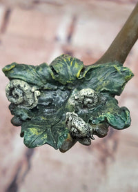 Garden Goblin with Snails Bronze Sculpture on Marble Base Hand Made Artwork