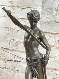 David and Goliath by Mercie Bronze Sculpture Marble Base