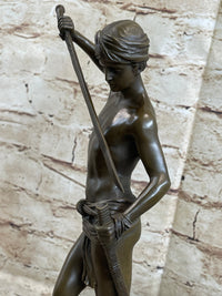 David and Goliath by Mercie Bronze Sculpture Marble Base