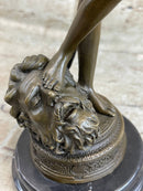 David and Goliath by Mercie Bronze Sculpture Marble Base