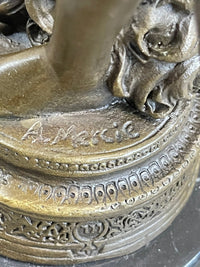 David and Goliath by Mercie Bronze Sculpture Marble Base