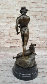 The Lion Slayer by Loys Potet - Bronze Sculpture on Marble
