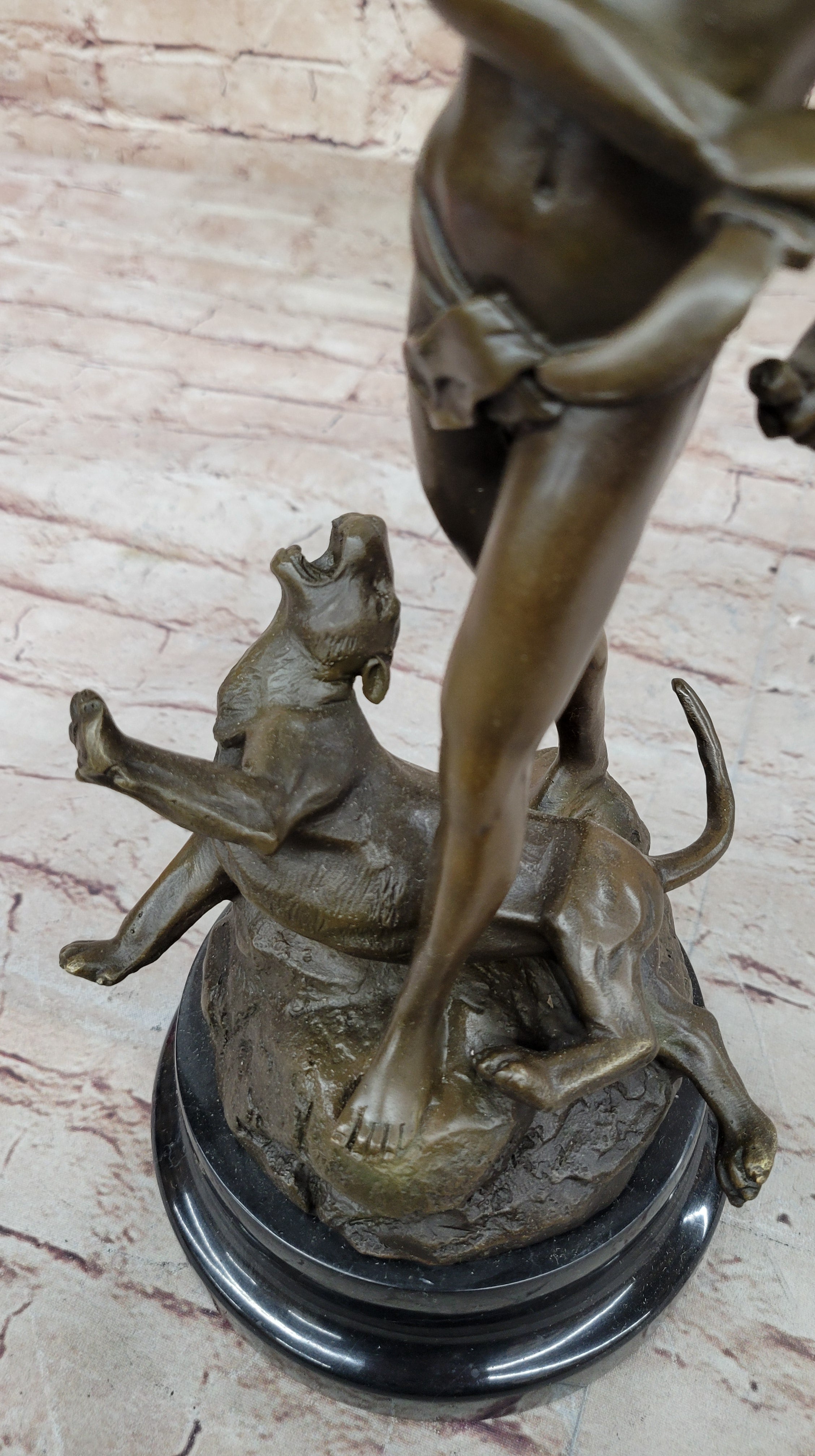 The Lion Slayer by Loys Potet - Bronze Sculpture on Marble