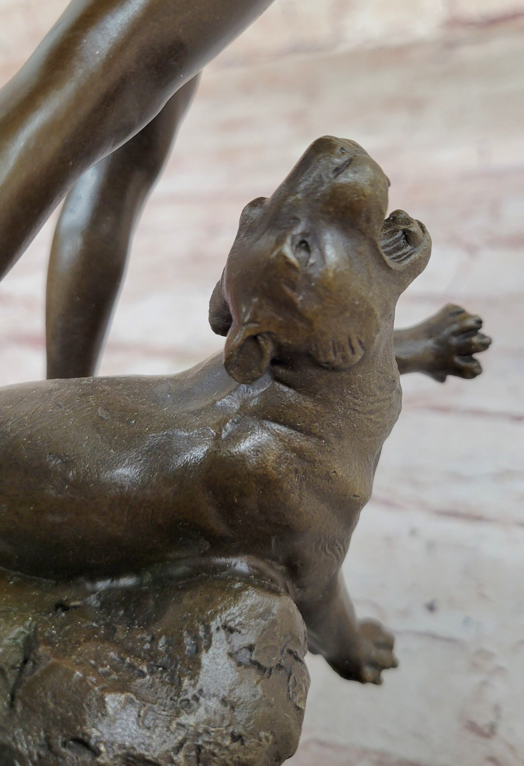 The Lion Slayer by Loys Potet - Bronze Sculpture on Marble