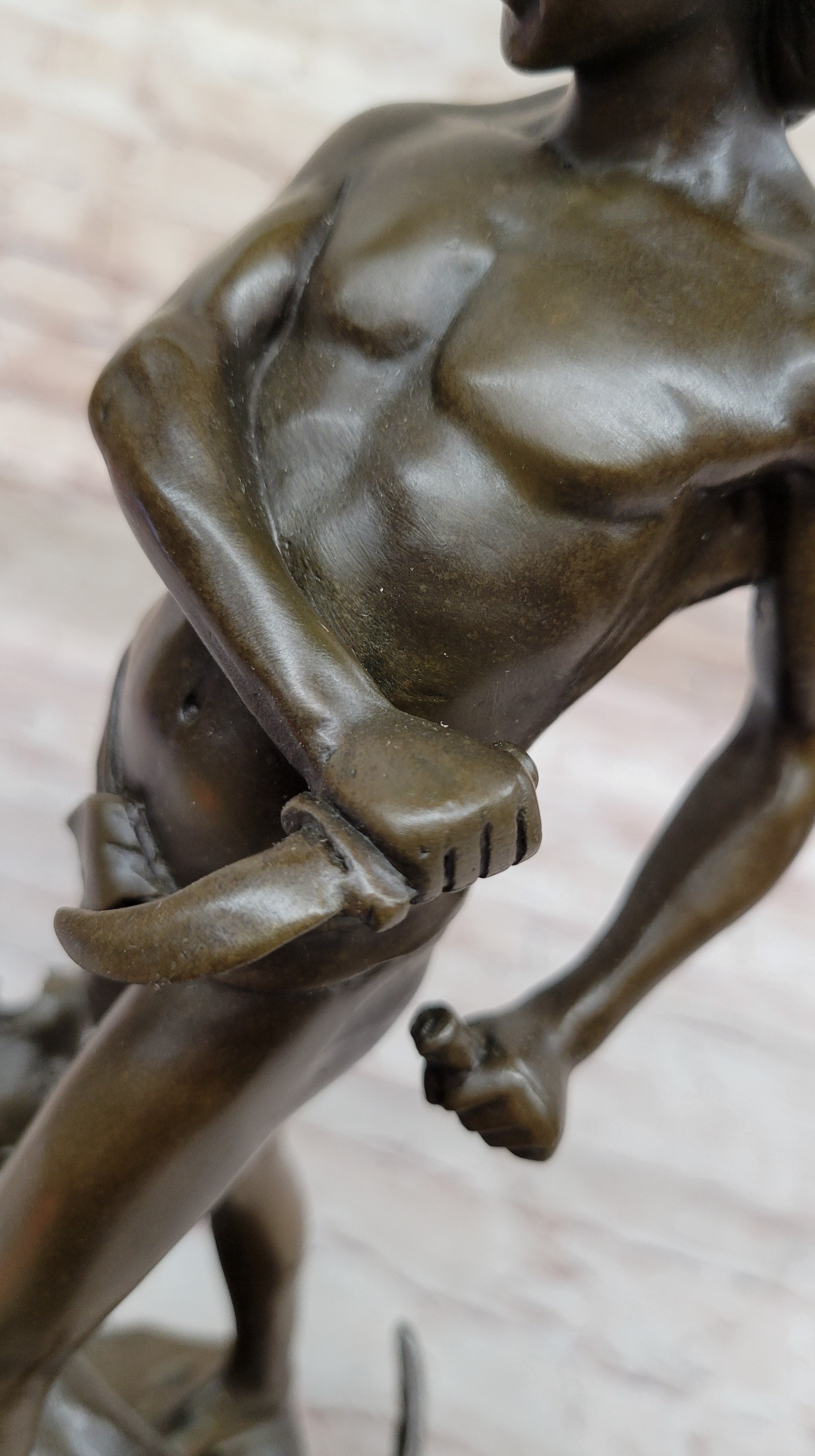The Lion Slayer by Loys Potet - Bronze Sculpture on Marble
