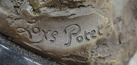 The Lion Slayer by Loys Potet - Bronze Sculpture on Marble