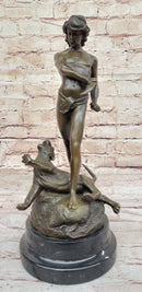 The Lion Slayer by Loys Potet - Bronze Sculpture on Marble