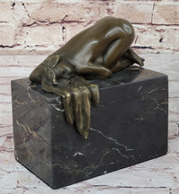 Erotic Bronze Figure Girl Yoga Pose Sculpture Signed 6" x 5"