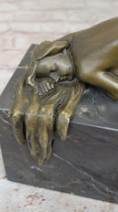 Erotic Bronze Figure Girl Yoga Pose Sculpture Signed 6" x 5"