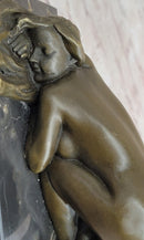 Erotic Bronze Figure Girl Yoga Pose Sculpture Signed 6" x 5"