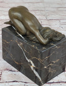 Erotic Bronze Figure Girl Yoga Pose Sculpture Signed 6" x 5"