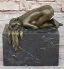 Erotic Bronze Figure Girl Yoga Pose Sculpture Signed 6" x 5"