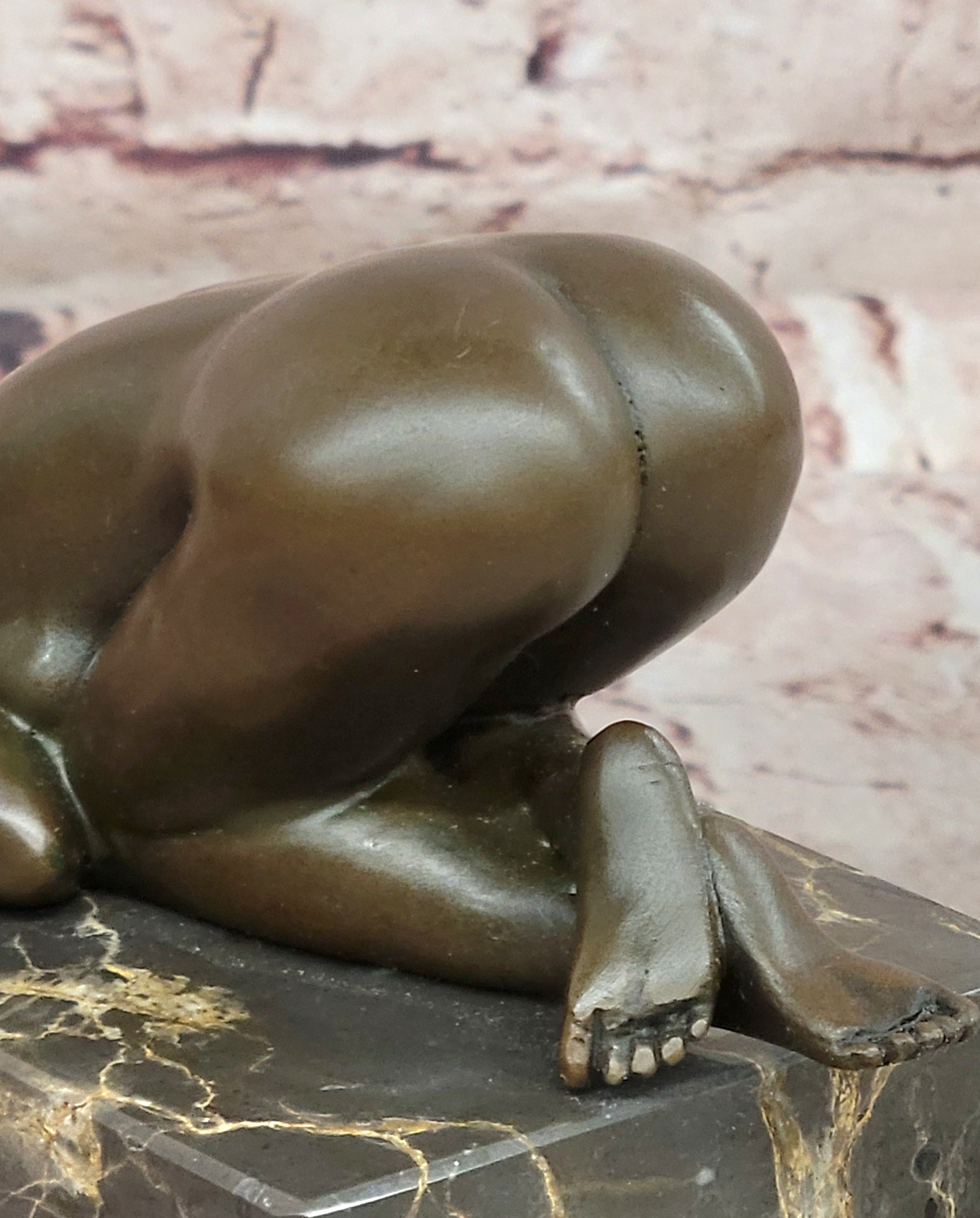 Sleeping Nude Girl Statue Woman Sculpture bronze Marble Base Naked Female Artwork Art