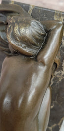 Sleeping Nude Girl Statue Woman Sculpture bronze Marble Base Naked Female Artwork Art