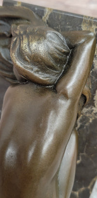Sleeping Nude Girl Statue Woman Sculpture bronze Marble Base Naked Female Artwork Art