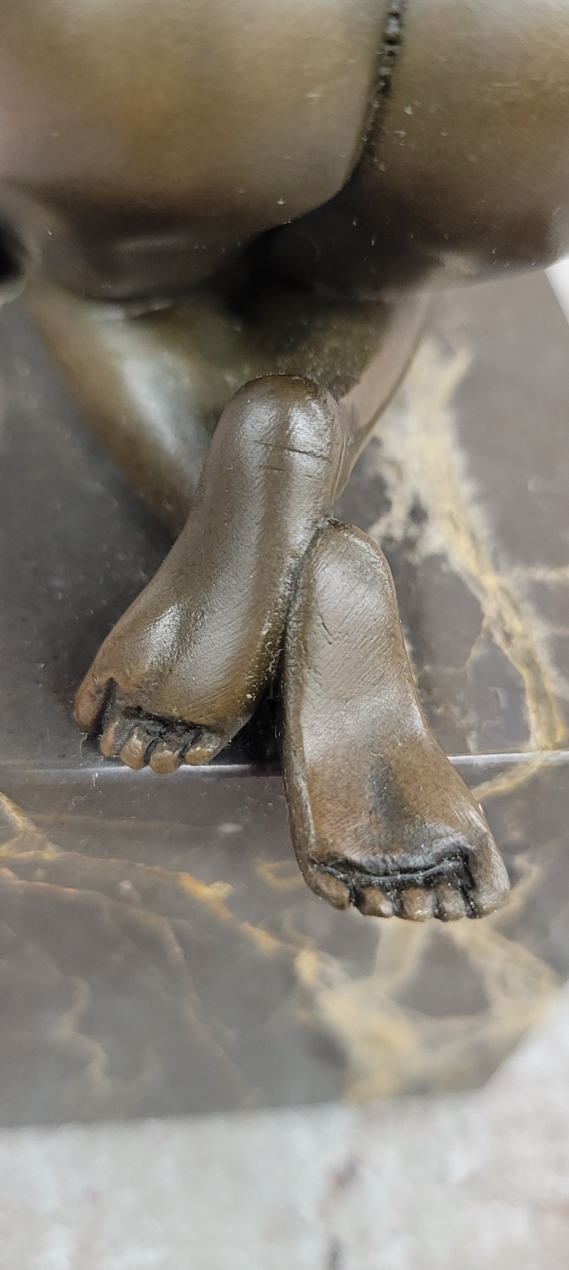 Sleeping Nude Girl Statue Woman Sculpture bronze Marble Base Naked Female Artwork Art