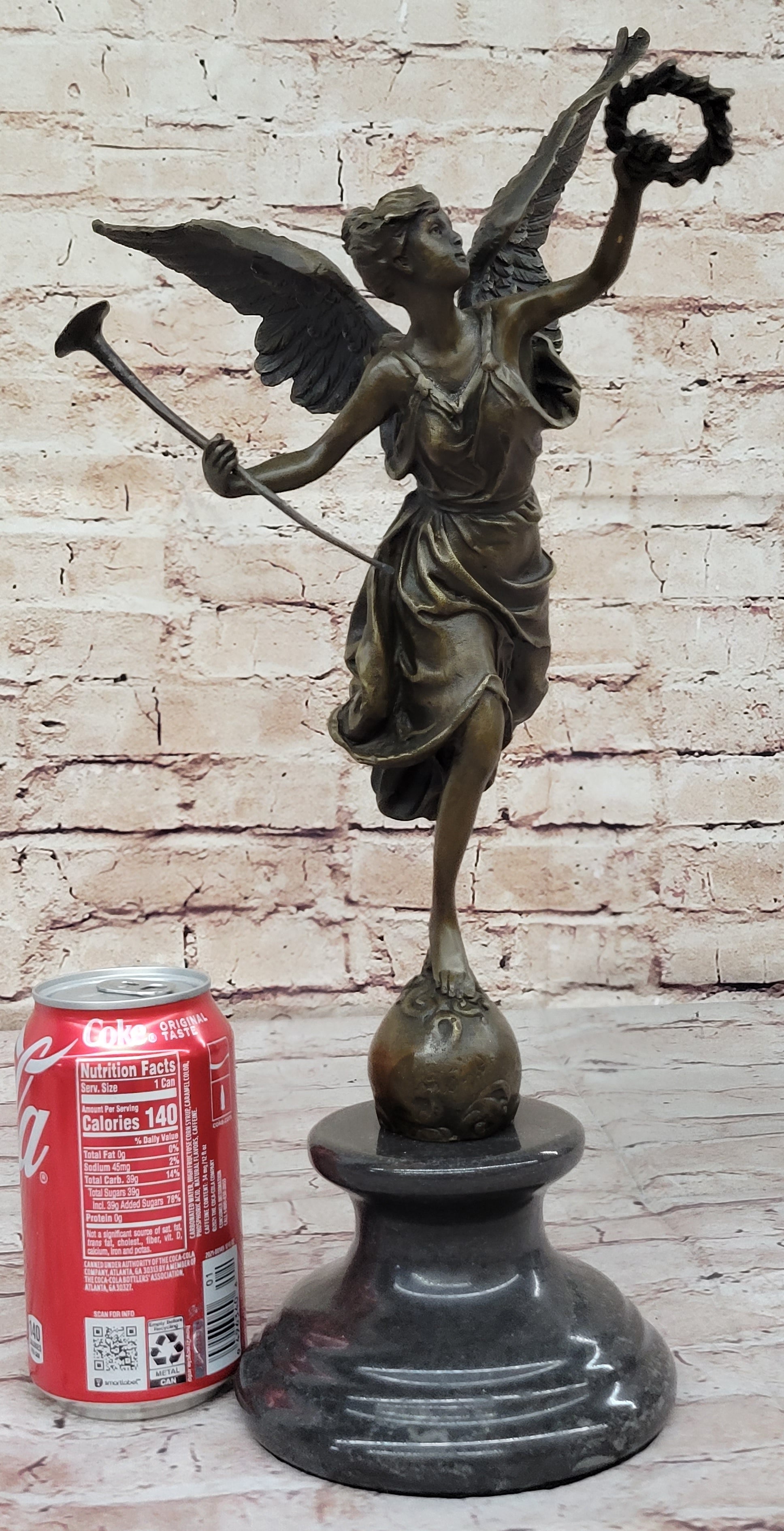 Winged Victory Athena Nike 15'' Bronze Marble Sculpture