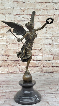 Winged Victory Athena Nike 15'' Bronze Marble Sculpture