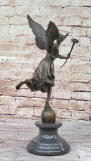 Winged Victory Athena Nike 15'' Bronze Marble Sculpture