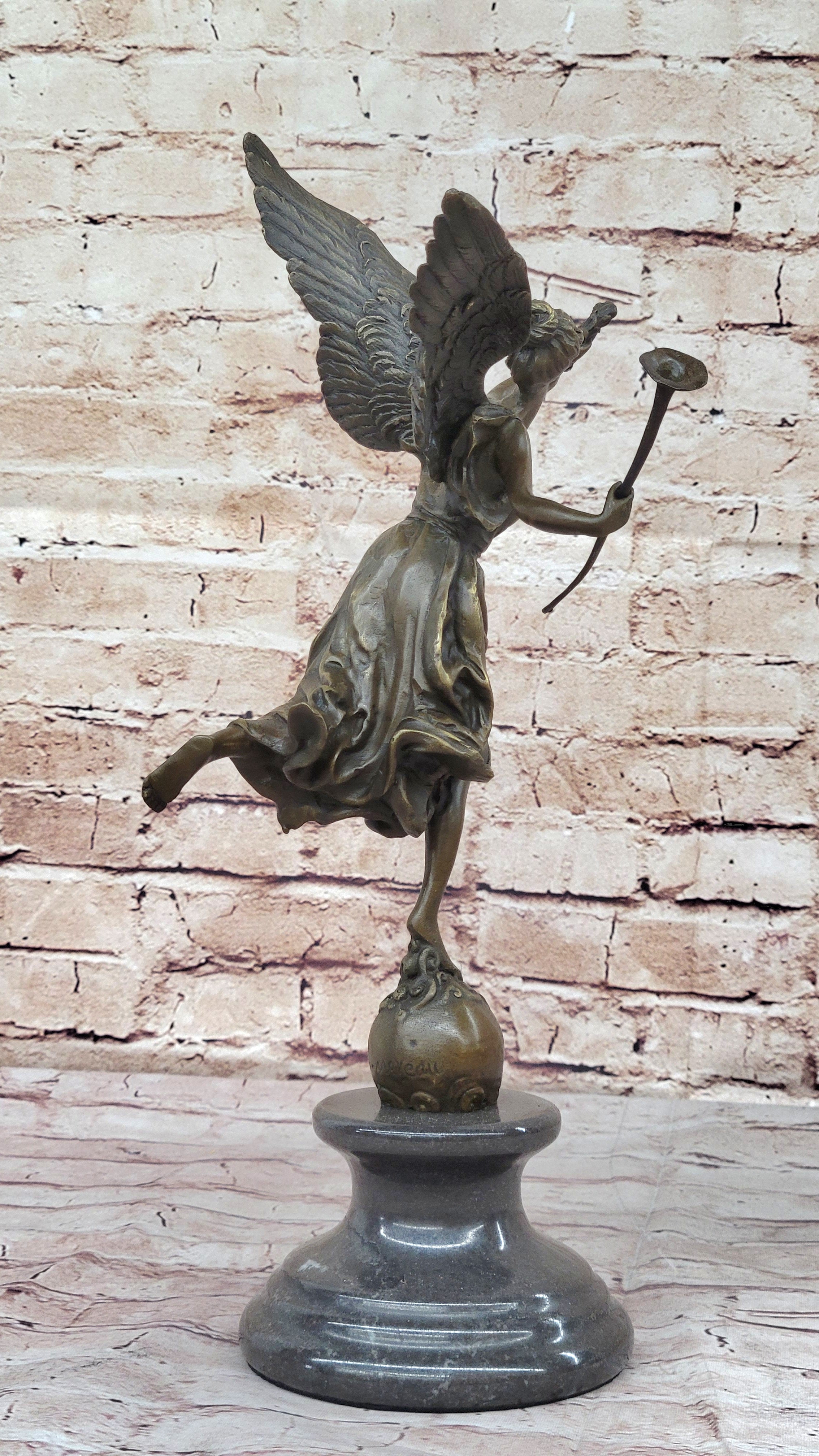 Winged Victory Athena Nike 15'' Bronze Marble Sculpture