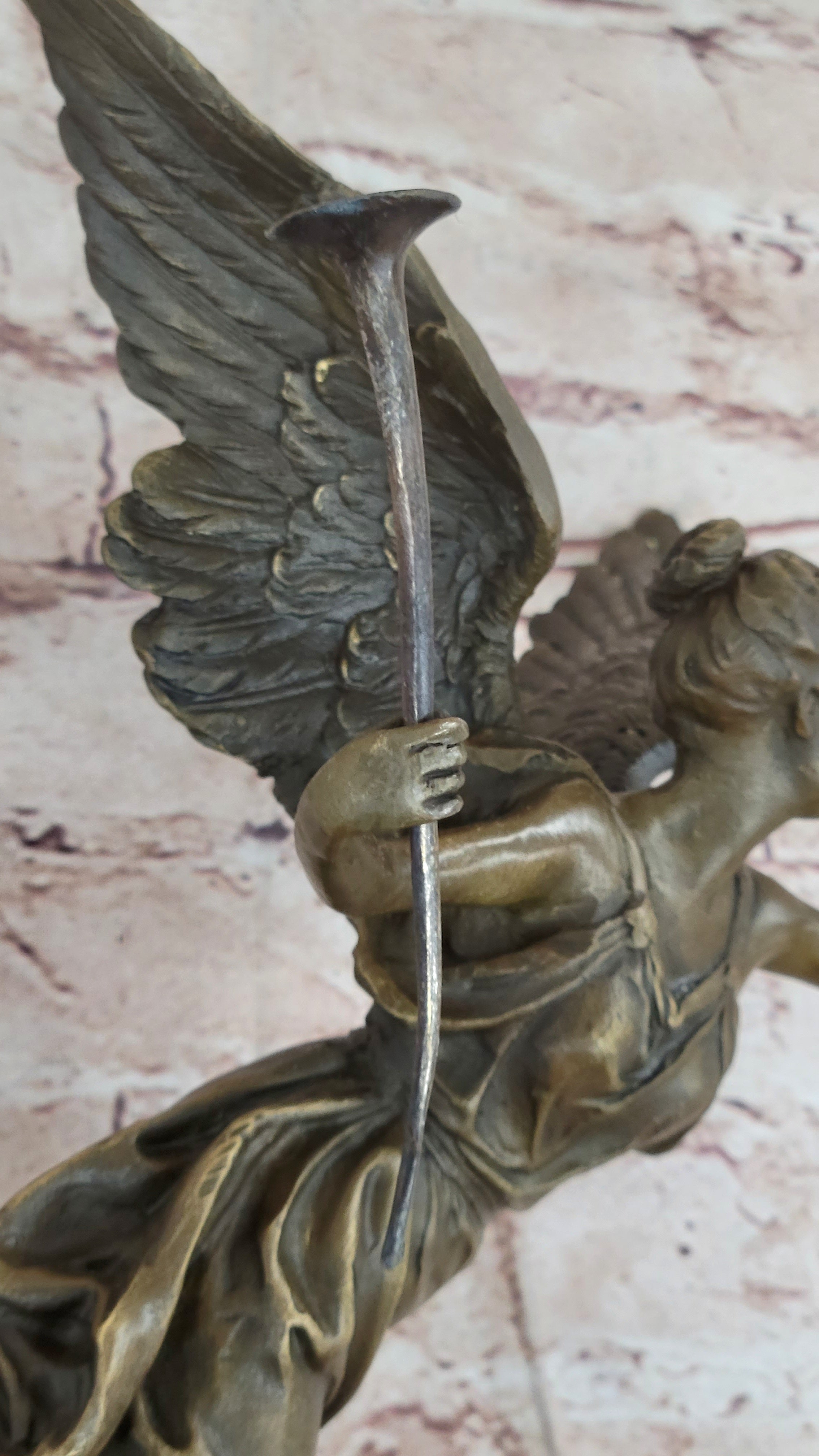 Winged Victory Athena Nike 15'' Bronze Marble Sculpture