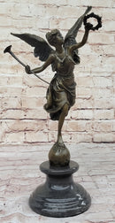Winged Victory Athena Nike 15'' Bronze Marble Sculpture