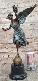 Bronze Sculpture Angel with Laurel Wreath Winged Victory