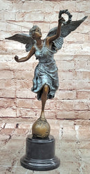Bronze Sculpture Angel with Laurel Wreath Winged Victory