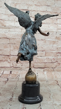Bronze Sculpture Angel with Laurel Wreath Winged Victory