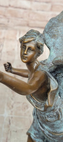 Bronze Sculpture Angel with Laurel Wreath Winged Victory