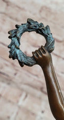 Bronze Sculpture Angel with Laurel Wreath Winged Victory