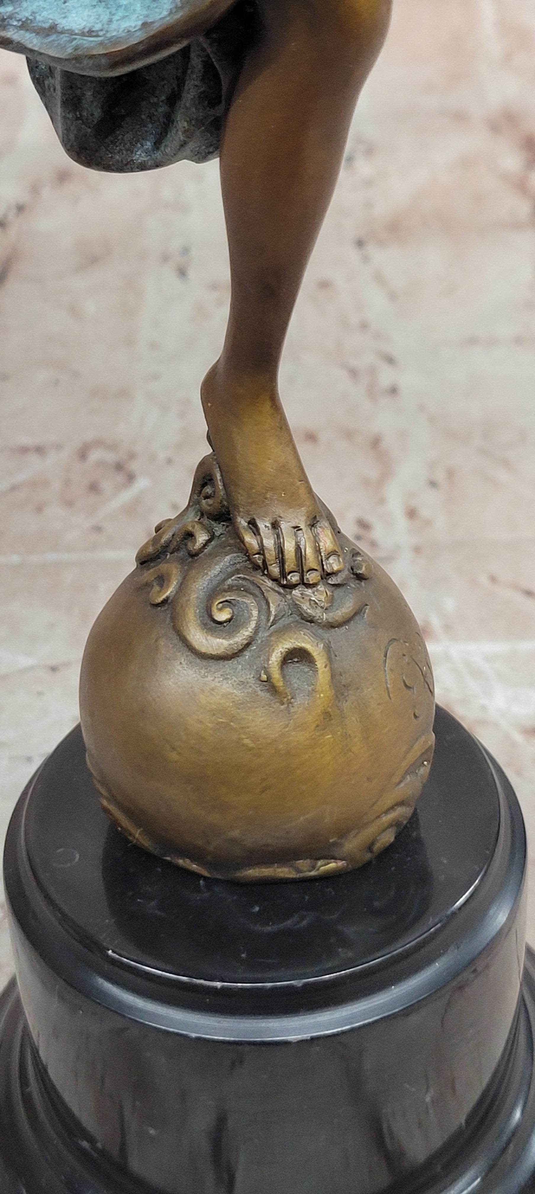 Bronze Sculpture Angel with Laurel Wreath Winged Victory