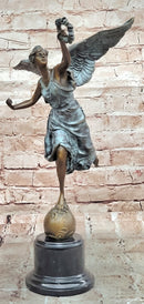 Bronze Sculpture Angel with Laurel Wreath Winged Victory