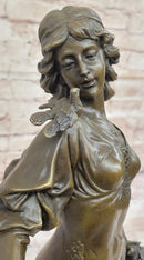 Henri Honoré Plé - Bronze Fairy Girl Nymph w/ Birds on Marble