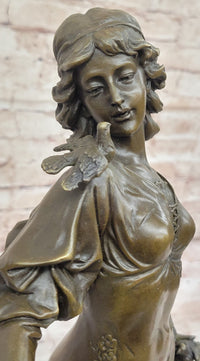 Henri Honoré Plé - Bronze Fairy Girl Nymph w/ Birds on Marble