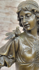 Henri Honoré Plé - Bronze Fairy Girl Nymph w/ Birds on Marble