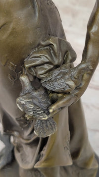 Henri Honoré Plé - Bronze Fairy Girl Nymph w/ Birds on Marble