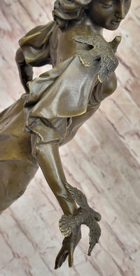 Henri Honoré Plé - Bronze Fairy Girl Nymph w/ Birds on Marble
