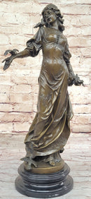 Henri Honoré Plé - Bronze Fairy Girl Nymph w/ Birds on Marble