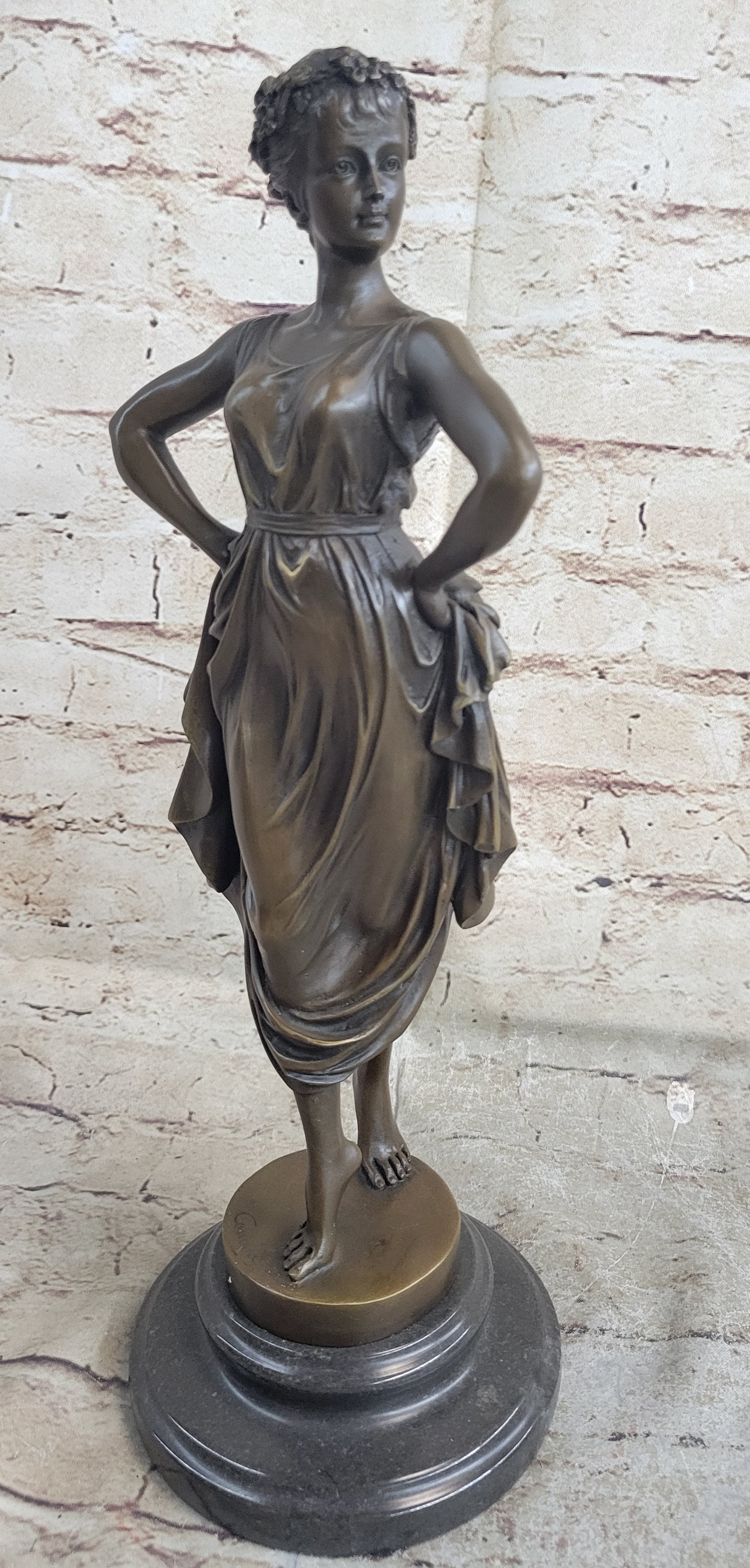 Bronze Sculpture of Woman With Hands on Hips 14.5" x 6"