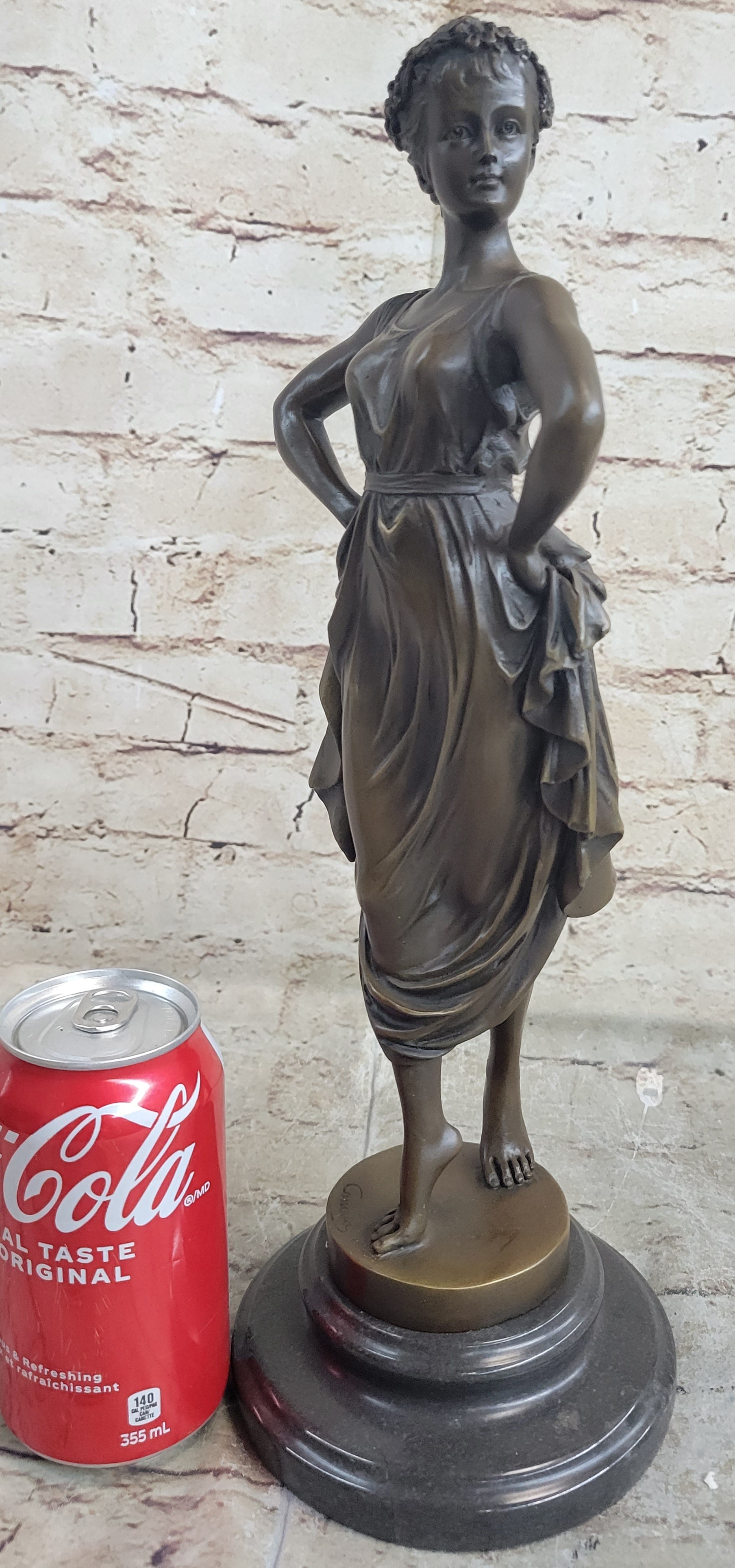 Bronze Sculpture of Woman With Hands on Hips 14.5" x 6"